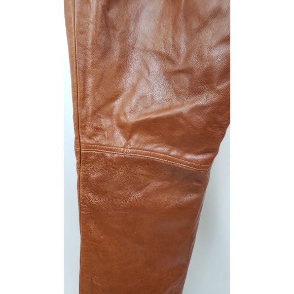 Hugo Buscati Camel Colored Leather Pants Size 6 - Picture 4 of 7